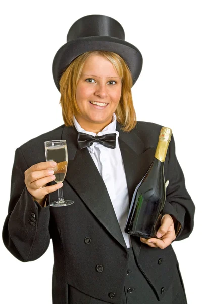 スパーク リング ワイン付きの女性 — ストック写真