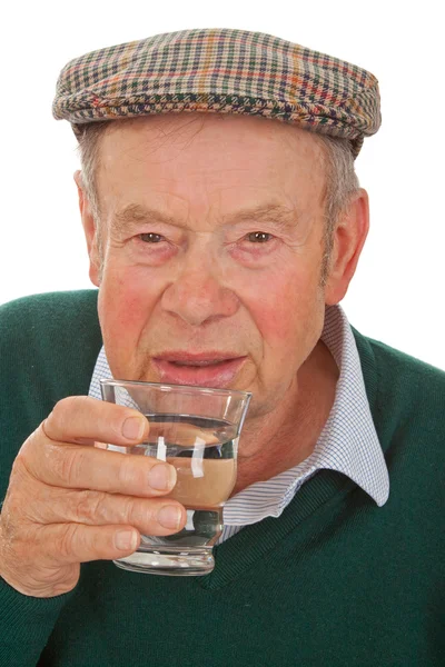 Muž starší pitné vody — Stock fotografie