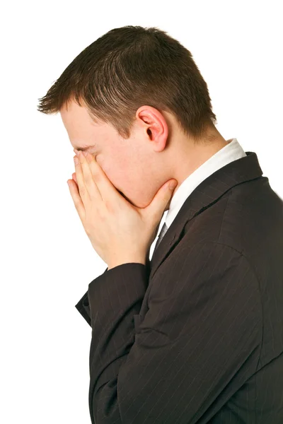 Empresário escondendo seu rosto na vergonha — Fotografia de Stock