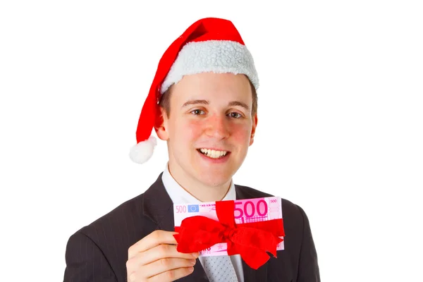 Бізнесмен з різдвяним капелюхом — стокове фото