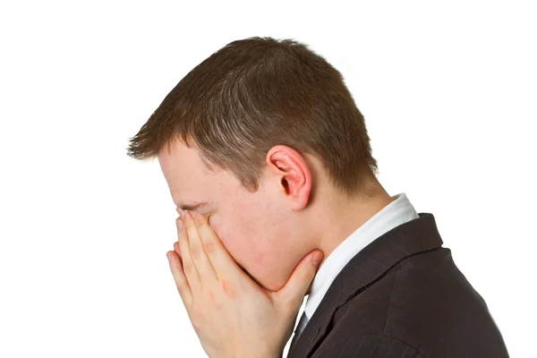 Biznesmen, ukrywając twarz w wstyd — Zdjęcie stockowe