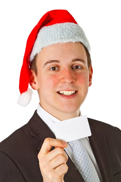 Üzletember karácsony kalapban — Stock Fotó