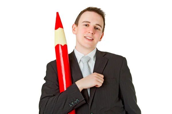 Affärsman med röd penna — Stockfoto
