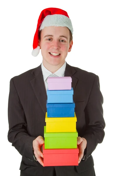 Businessman with chrismas hat — Stock Photo, Image