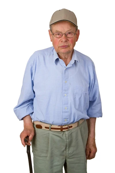 Mannelijke senior met wandelstok — Stockfoto