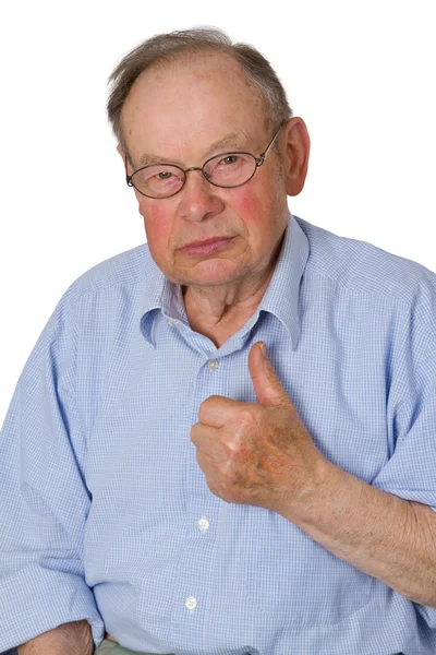 Homme senior avec pouce levé — Photo