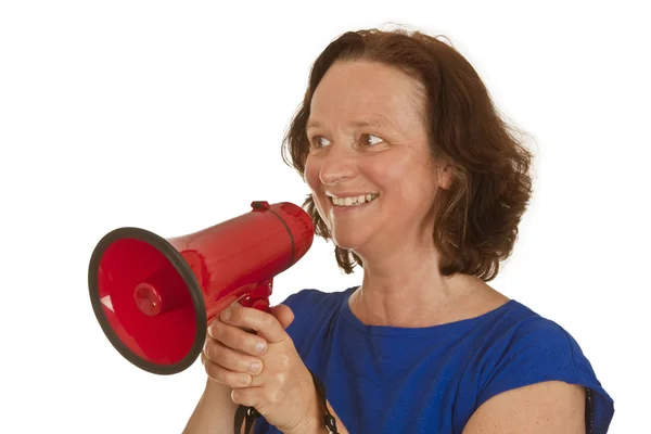 Kobieta z megafonem — Zdjęcie stockowe