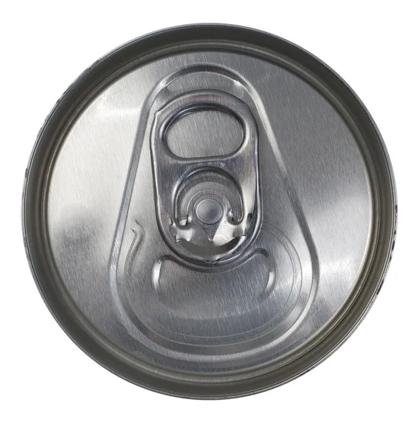 Vista superior de uma lata de refrigerante de prata Pop — Fotografia de Stock