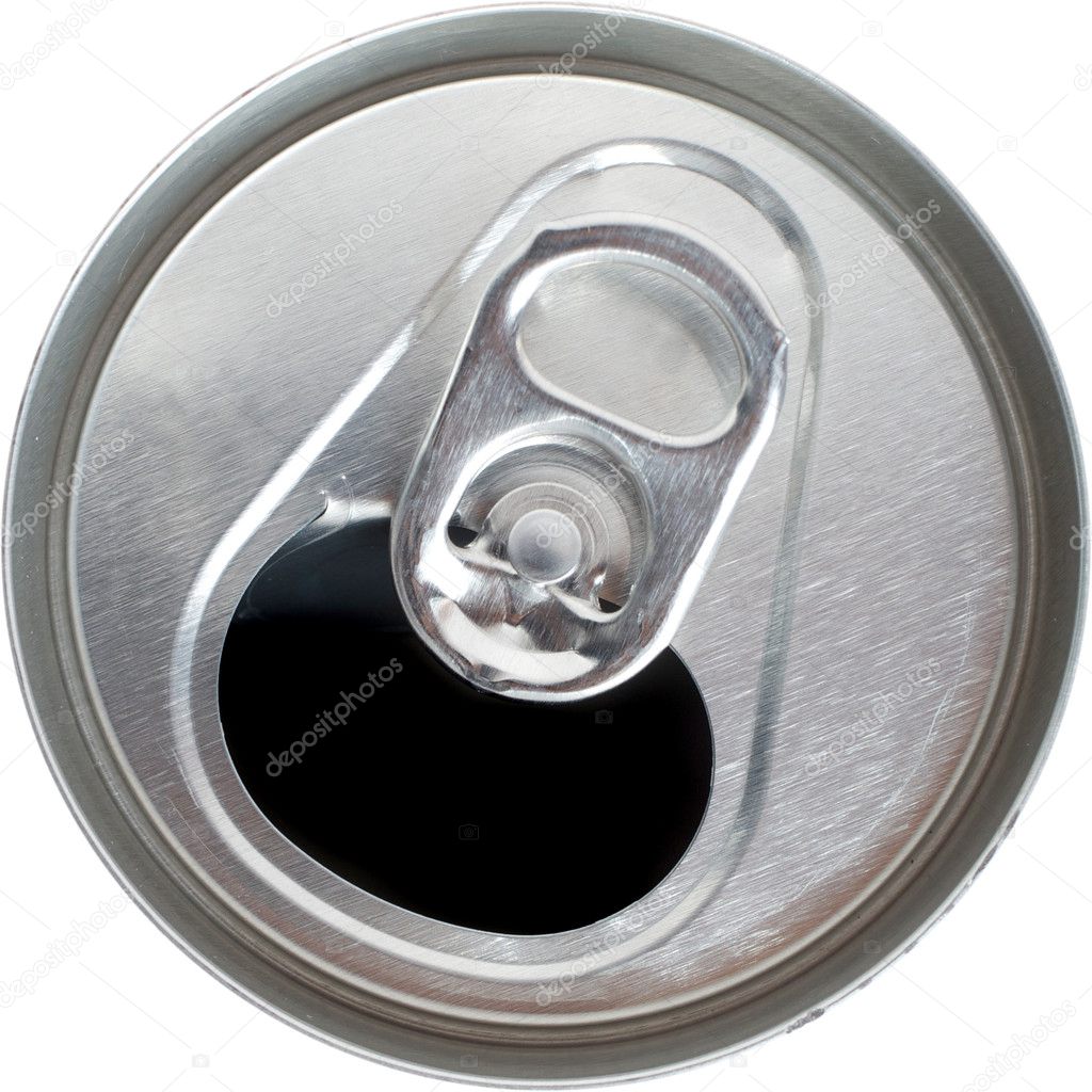 Top View Of An Open Silver Soda Pop Can Stock Photo