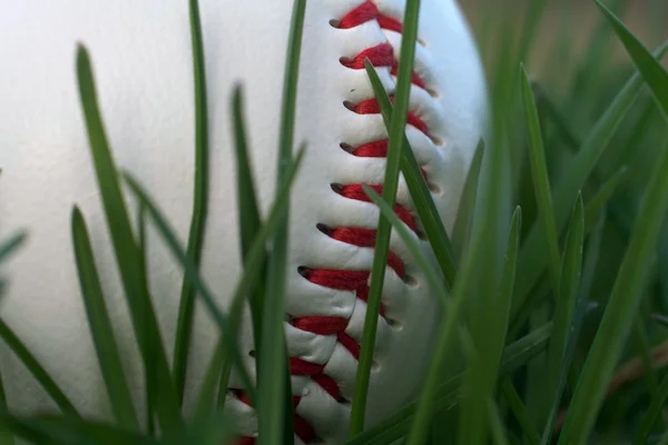 Closeup of Baseball in Grass — Stock Photo, Image