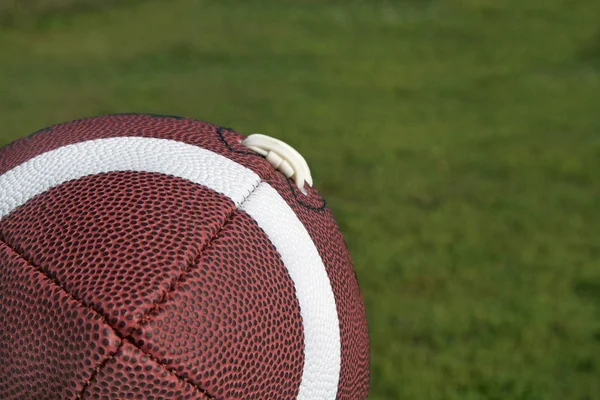 Football in Corner of Grass Background — Stock Photo, Image