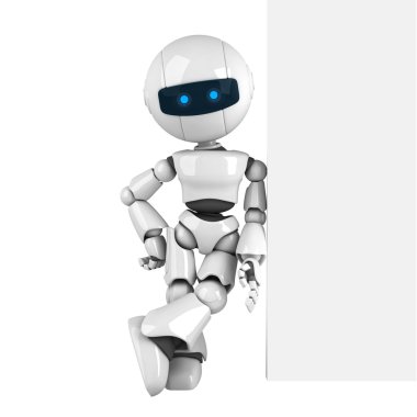 Funny robot stay with wall clipart