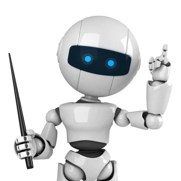Funny robot stay with pointer — Stock Photo, Image