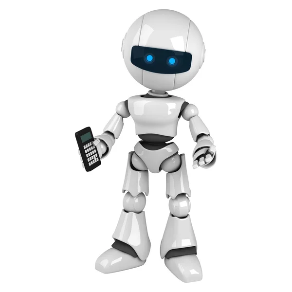 Lustiger Roboter-Aufenthalt mit Taschenrechner — Stockfoto