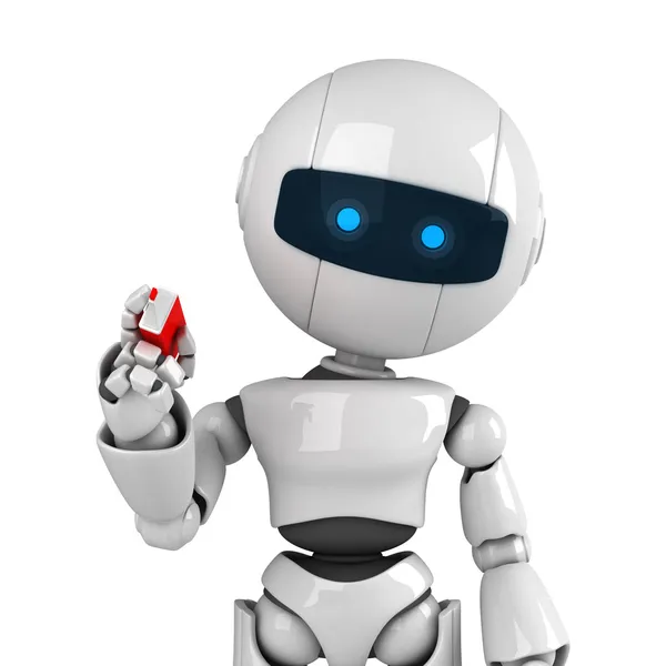 Funny robot stay with marker — Stock Photo, Image