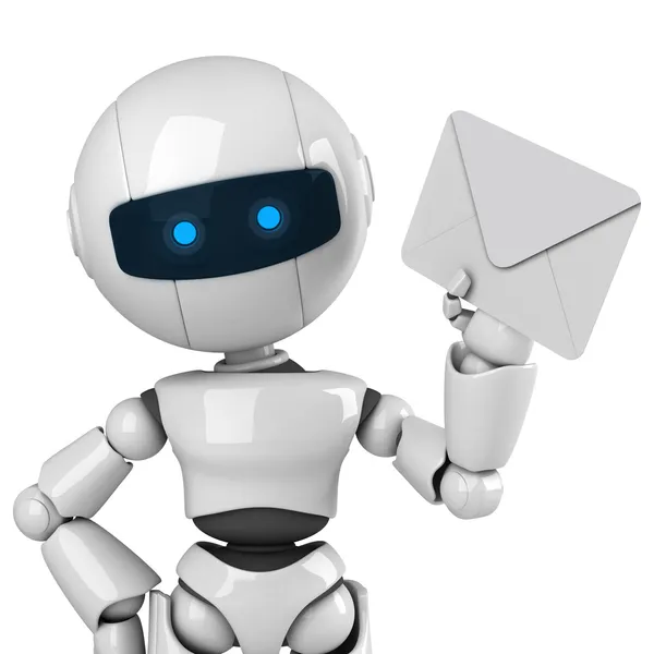 Funny robot stay and show mail — Stock Photo, Image