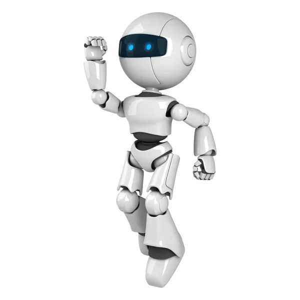 Lustiger weißer Robotersprung — Stockfoto