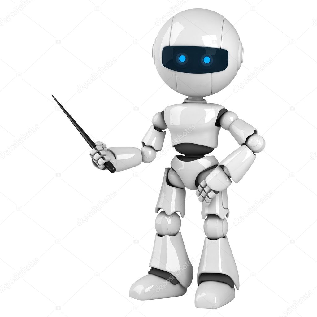 Funny robot stay with pointer