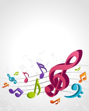 Colorful music notes vector background clipart