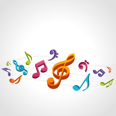 Colorful music notes vector background clipart