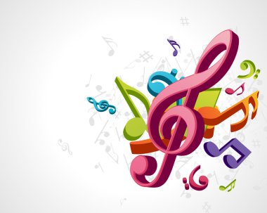 Colorful music notes vector background clipart