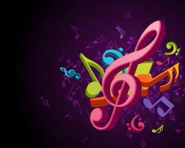 Colorful music notes vector background clipart