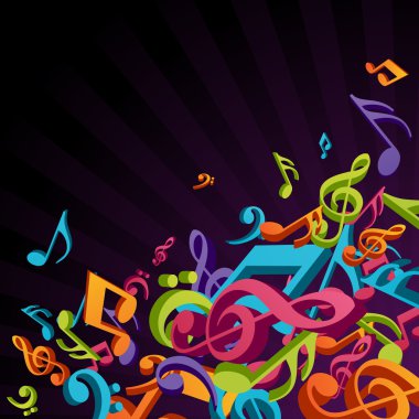 Colorful music notes vector background clipart