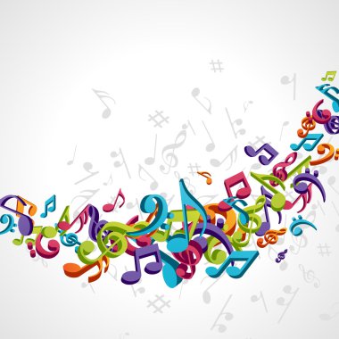 Colorful music notes vector background