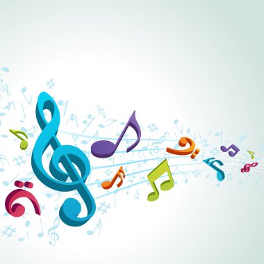 Colorful music notes vector background clipart