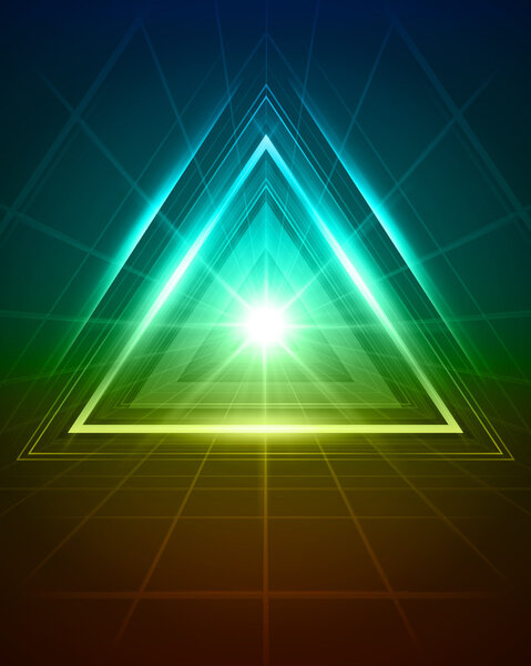 3D abstract triangle tunnel vector background