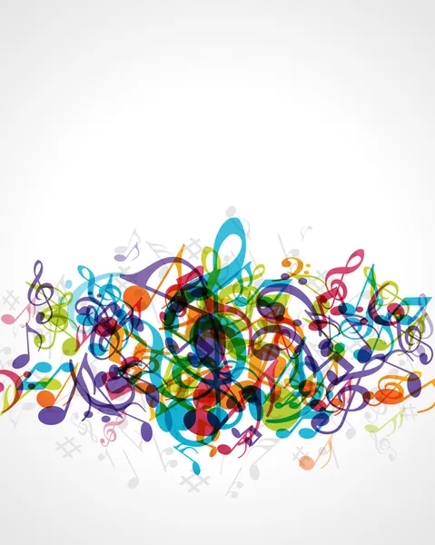 カラフルな音楽の音符のベクトルの背景 — ストックベクタ