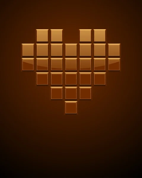 Chocolate as heart bar vector background — Stock Vector