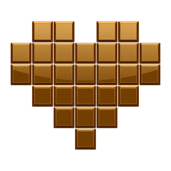 Chocolate como ilustración del vector de la barra del corazón — Vector de stock