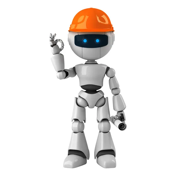 Zabawny robot budowlanych na twardy kapelusz — Zdjęcie stockowe