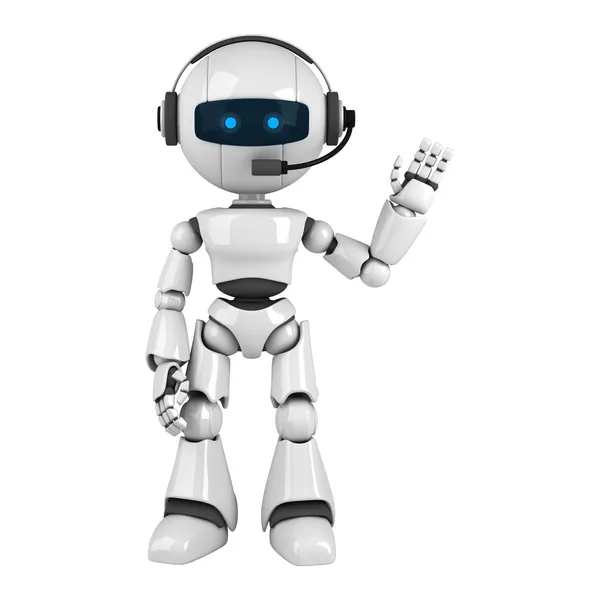 Funny robot stay with headphones — Stock Photo, Image