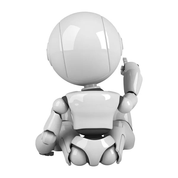 Funny robot sit and point — Stock Photo, Image