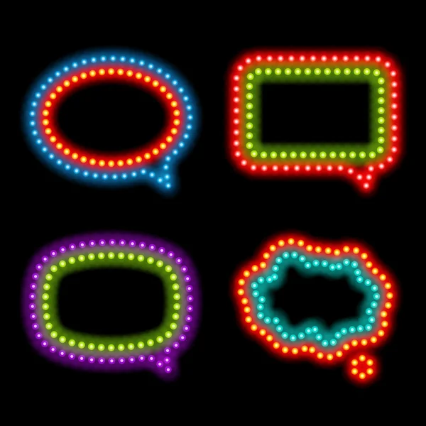 Neon spraak bubbels set — Stockvector