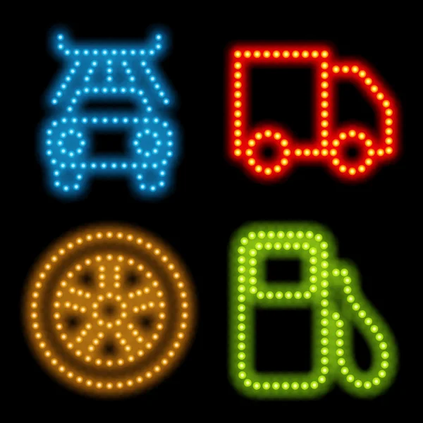 Zestaw ikon neon — Wektor stockowy