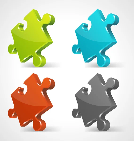 Puzzle 3d torta vetor ícones conjunto — Vetor de Stock
