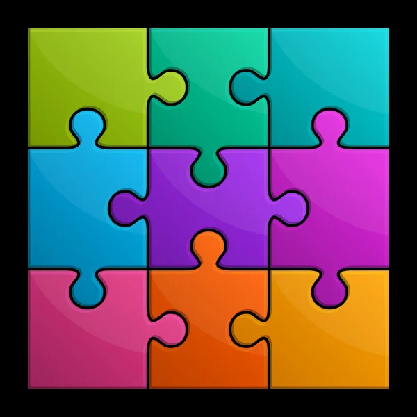 カラフルな光沢のあるパズルのベクトル図 — ストックベクタ