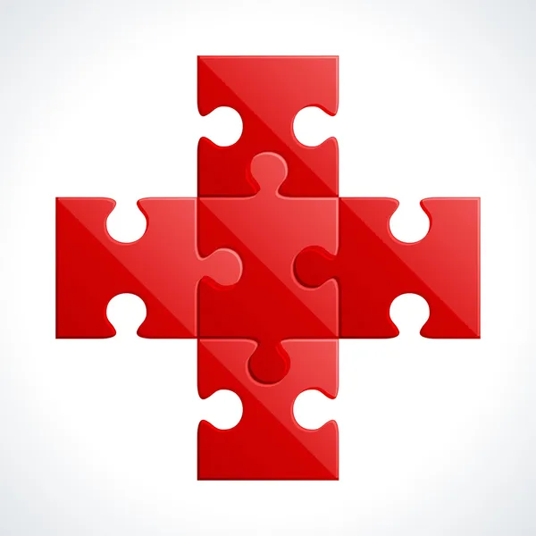 Rotes Plus aus Puzzle-Vektor-Illustration — Stockvektor
