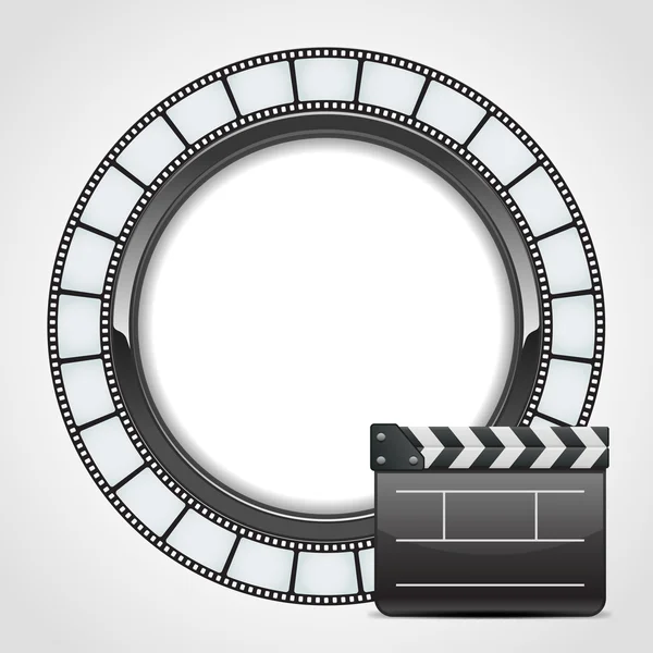 Film ronde tape met bioscoop klap vector achtergrond — Stockvector