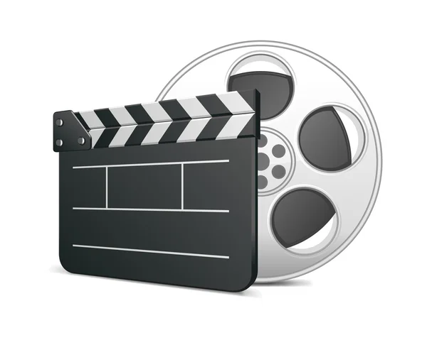 Film Clap Board und Videoband Kino Vektor Illustration — Stockvektor