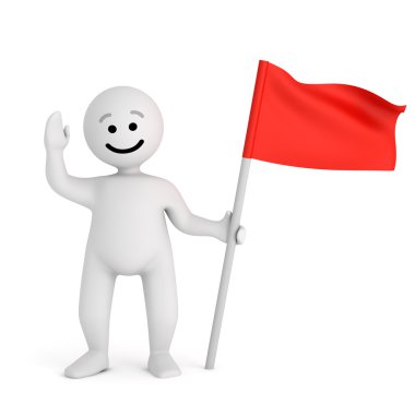 Funny smile character with red flag clipart