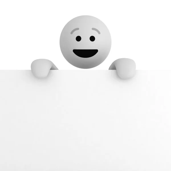 Personagem sorriso engraçado com página em branco — Fotografia de Stock