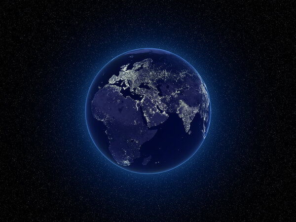 Glowing Globe on black background