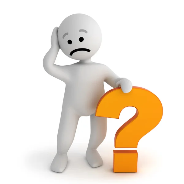 Funny sad character with question — Stock Photo, Image