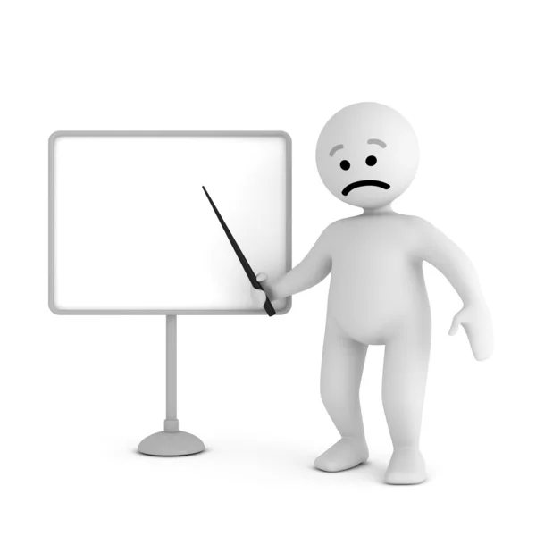 Funny sad character with pointer — Stock Photo, Image
