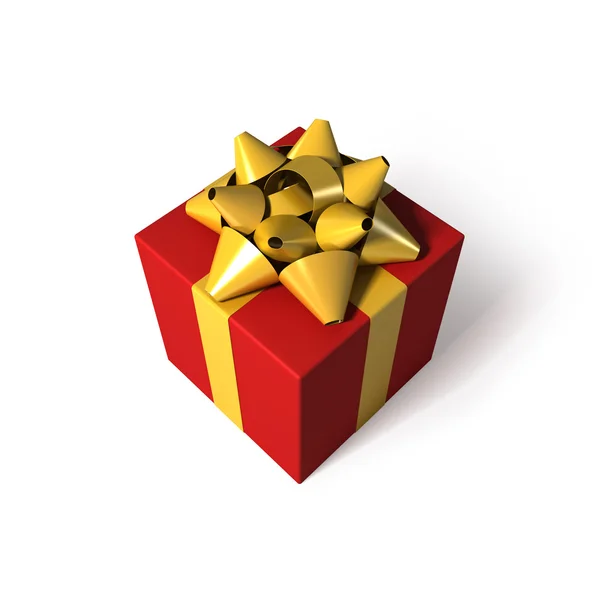 Красный подарок с золотым луком — стоковое фото