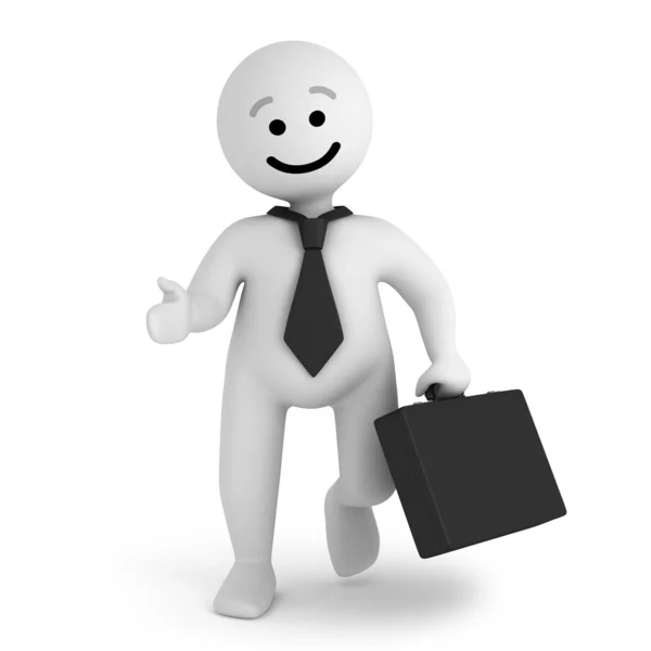 Посмішка персонажа бізнесмен з портфелем — стокове фото